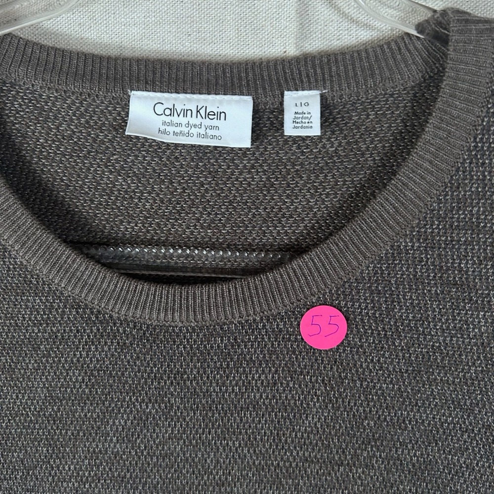 Calvin Klein Mens Merino Wool Blend‎ Crewneck Sweater Italian Grey Large - Picture 2 of 7